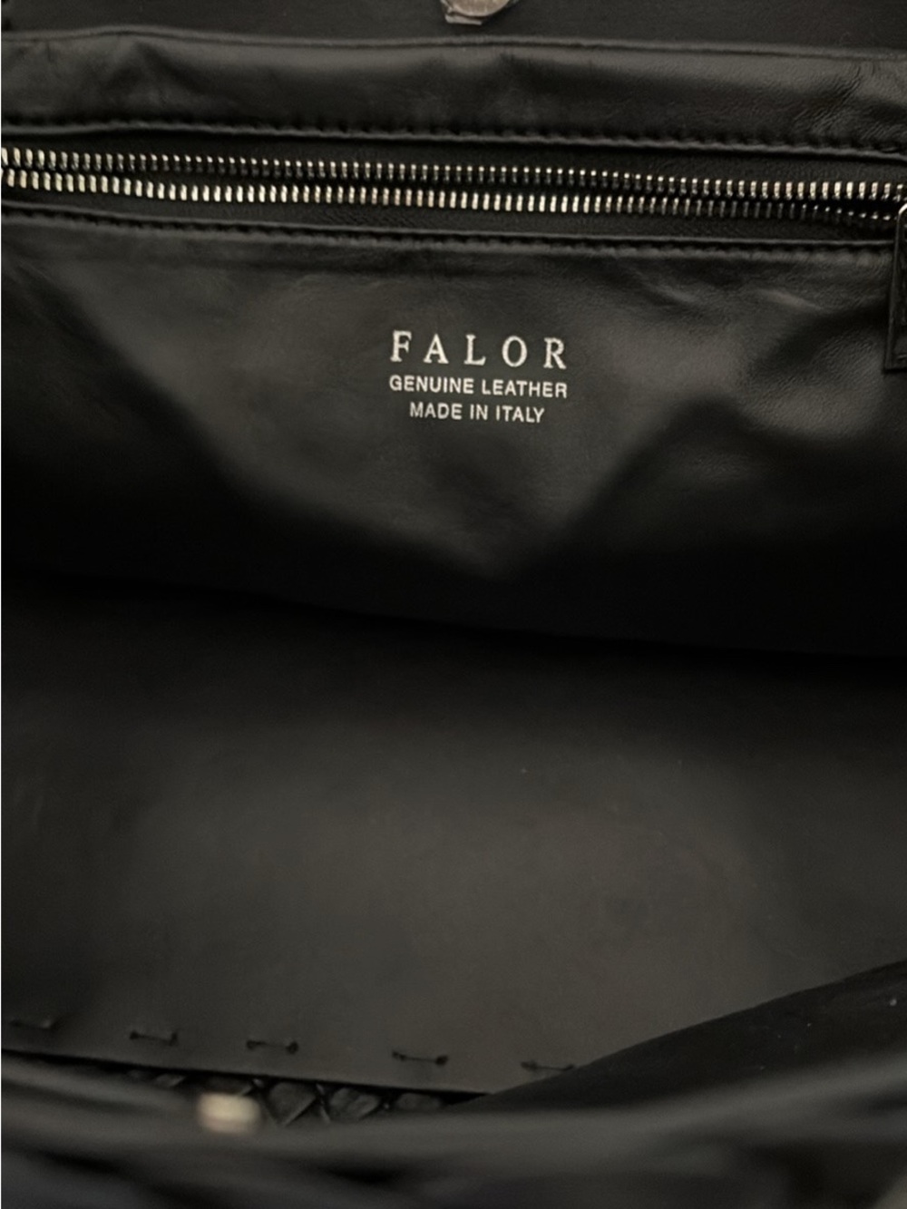 NWT Falor Women's Black Woven Leather Tote Bag with Top Handles - Picture 7 of 10